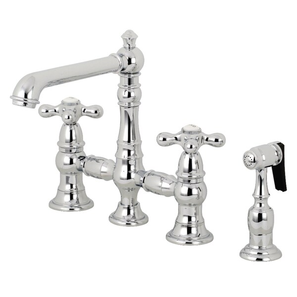 KS7271AXBS English Country 8" Bridge Kitchen Faucet W/ Sprayer, Chrome